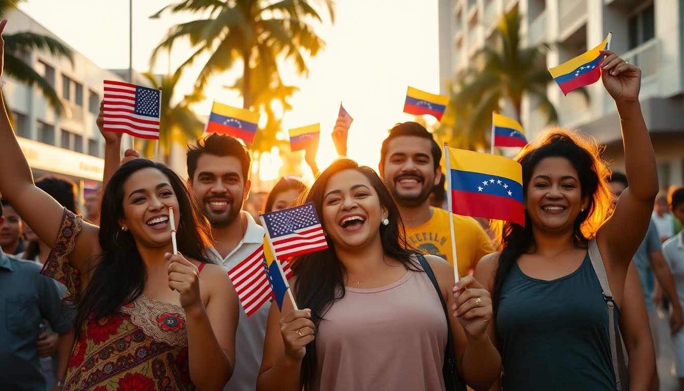 Familias venezolanas celebrando representando la diaspora de 8 millones